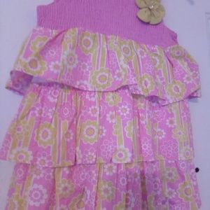 Girls Tiered Sundress Pink